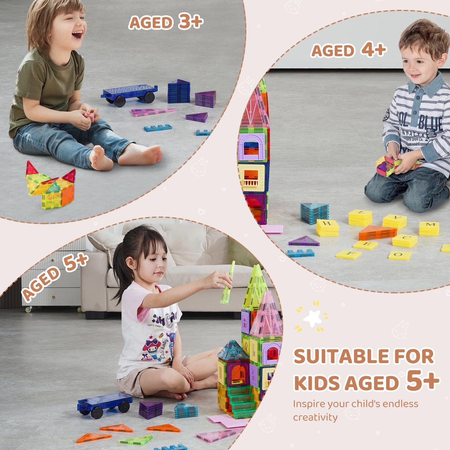 121-Piece Magnetic Building Tiles Set