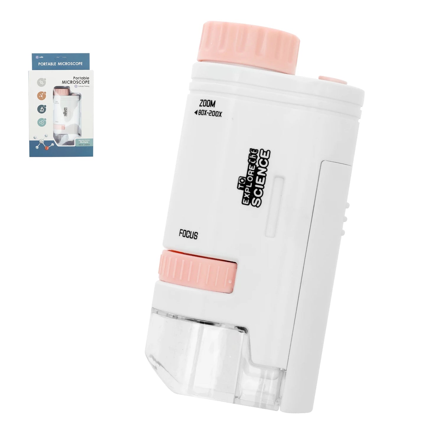Kids Pocket Microscope with LED Light (60-200x)