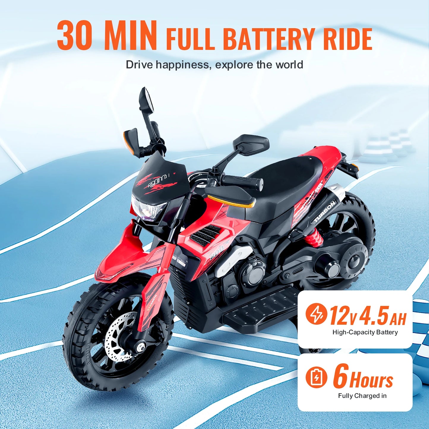 Kids 12V Electric Motorcycle with Music & Lights