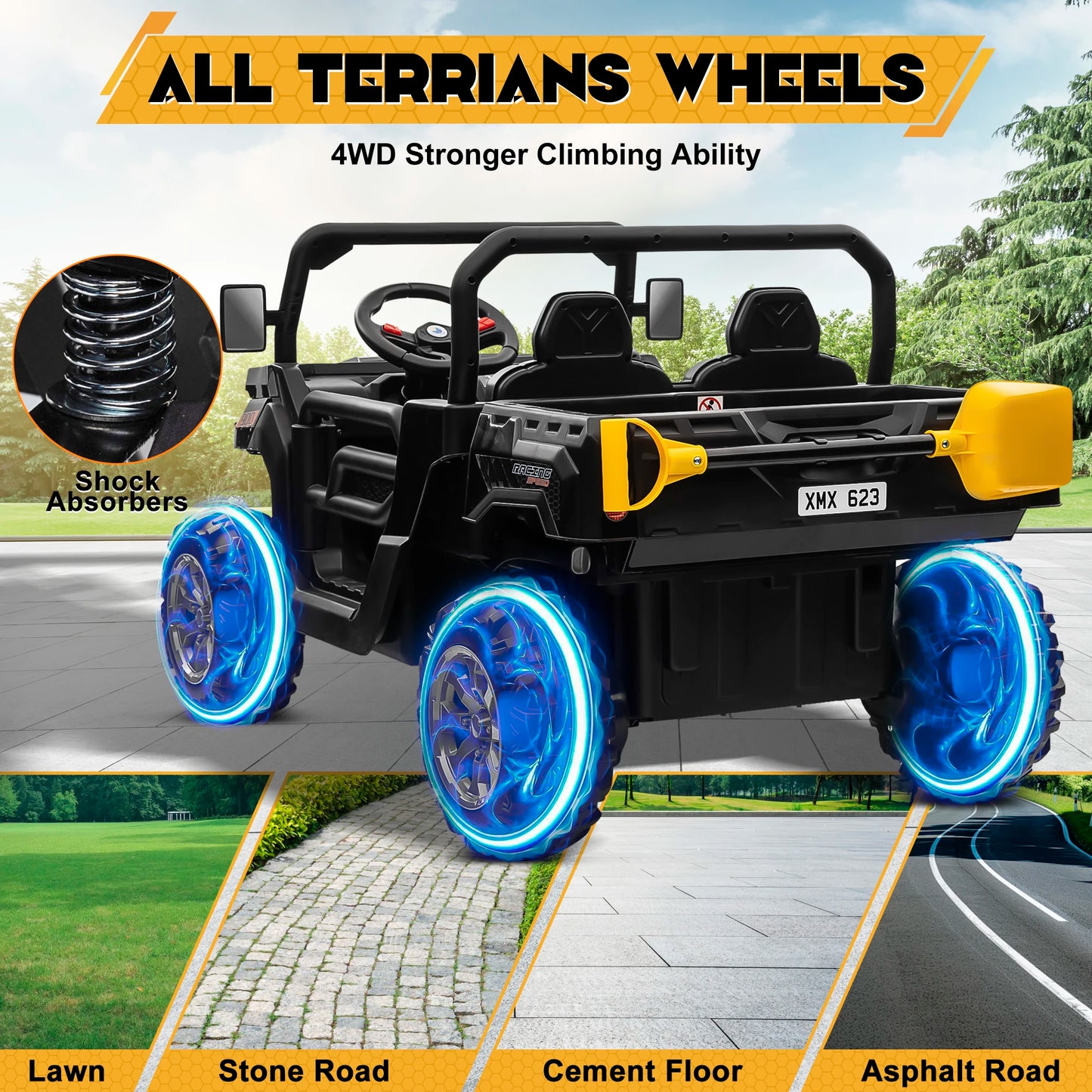 24V Ride-On UTV Truck with Dump Bed | 2-Seater