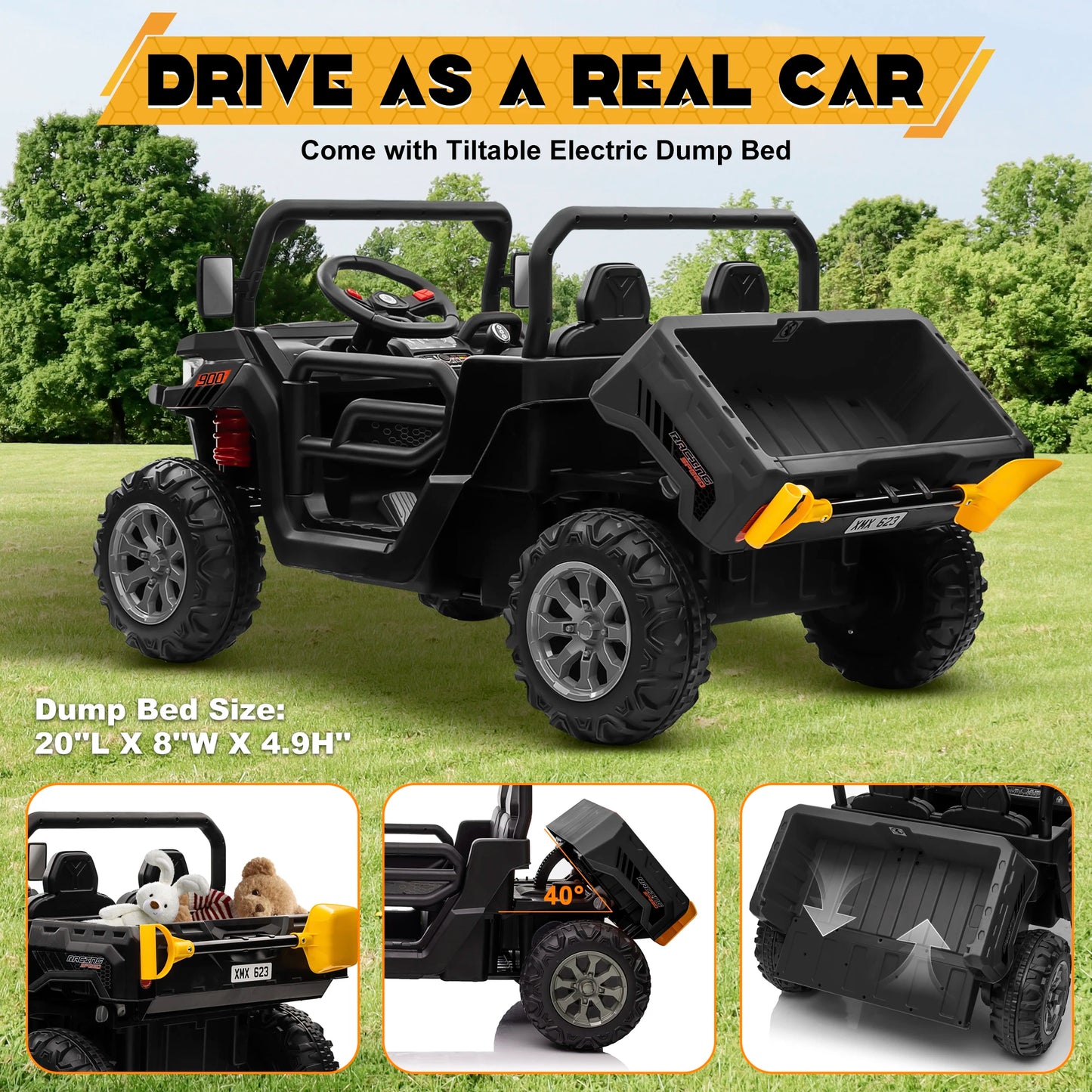 24V Ride-On UTV Truck with Dump Bed | 2-Seater
