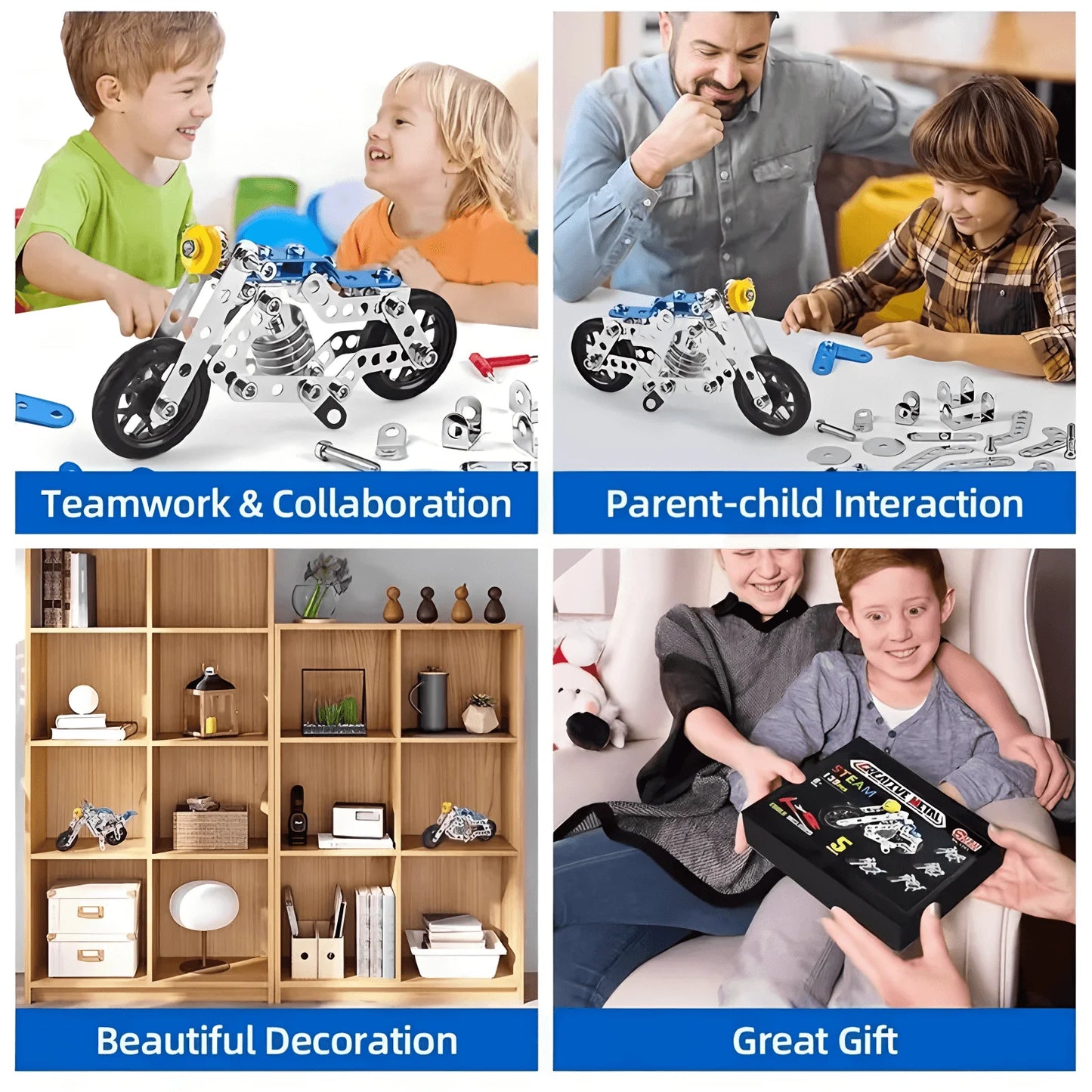 5-in-1 Metal Motorcycle Building Kit for Kids