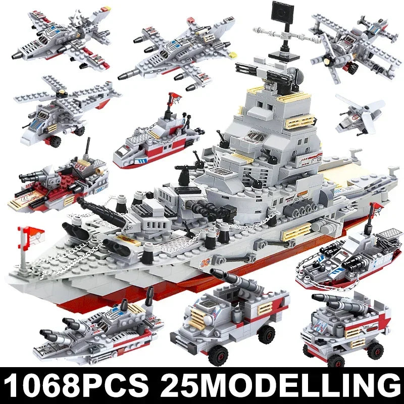 1068-Piece Warship Building Kit for Kids
