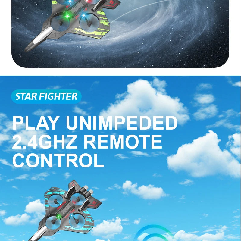 RC Stunt Plane | 2.4GHz Remote Control Glider with LED Lights & 360° Flip