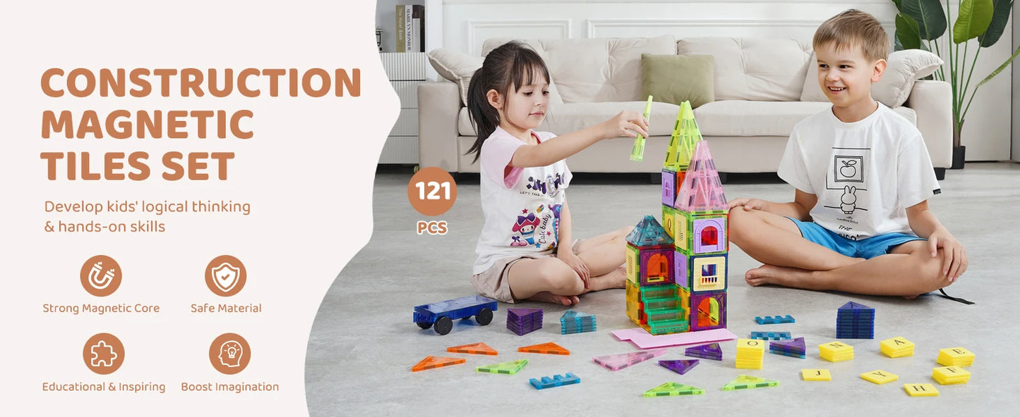 121-Piece Magnetic Building Tiles Set