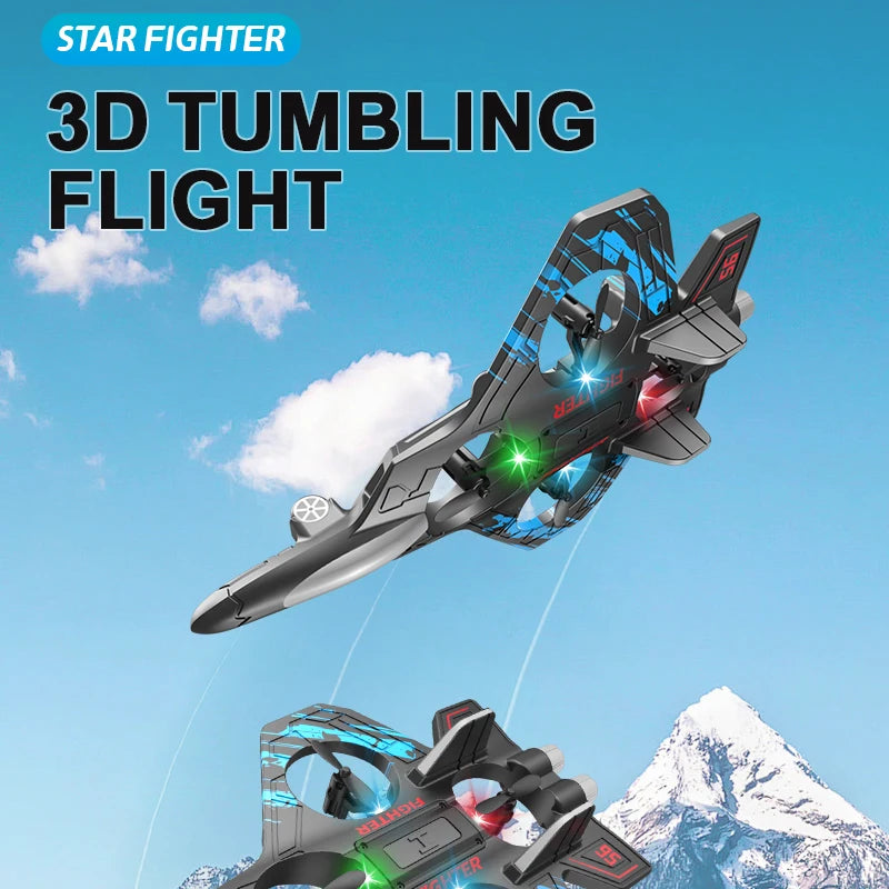 RC Stunt Plane | 2.4GHz Remote Control Glider with LED Lights & 360° Flip