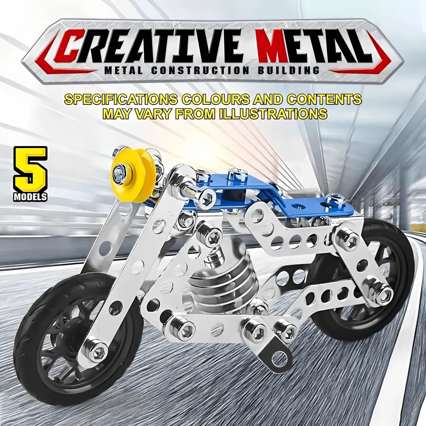 5-in-1 Metal Motorcycle Building Kit for Kids