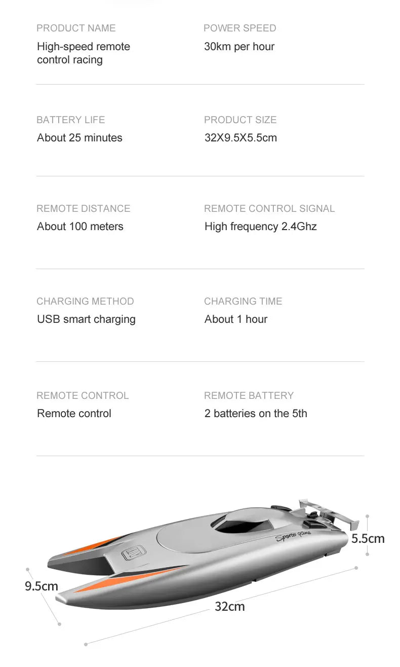 High Speed RC Boat | 30KM/H, Waterproof, RC