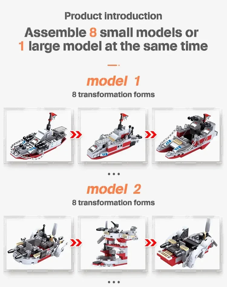 1068-Piece Warship Building Kit for Kids