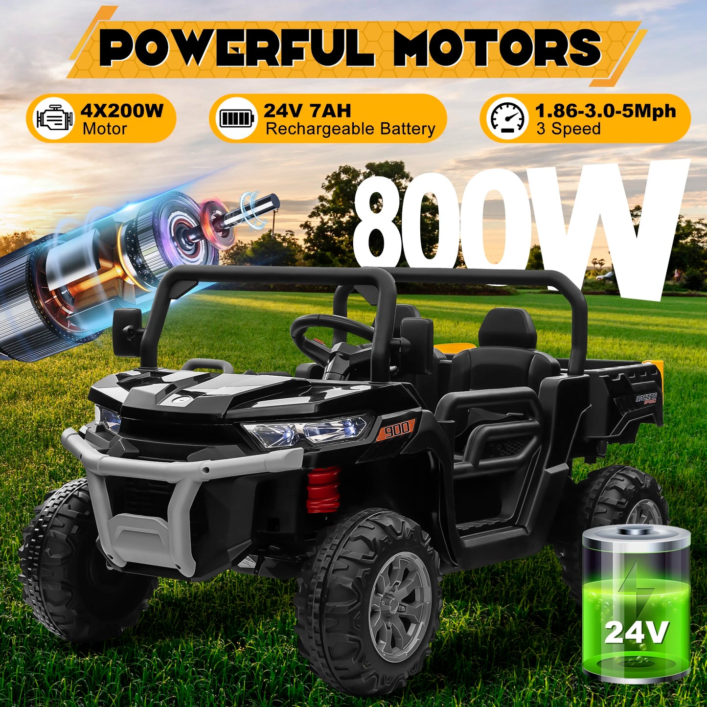 24V Ride-On UTV Truck with Dump Bed | 2-Seater