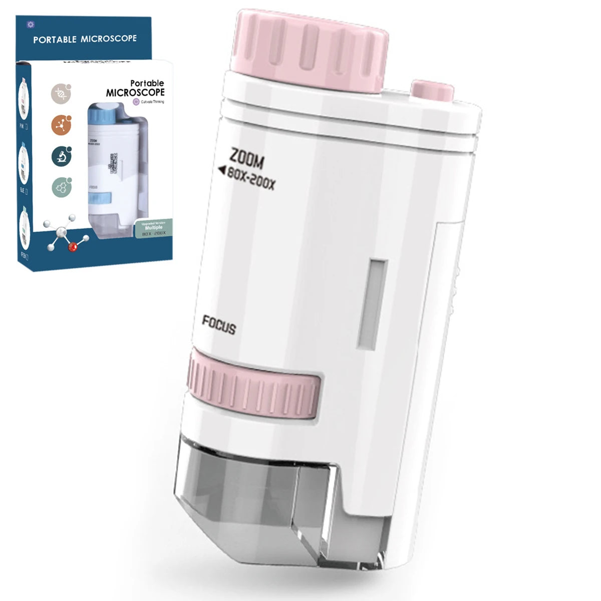 Kids Pocket Microscope with LED Light (60-200x)
