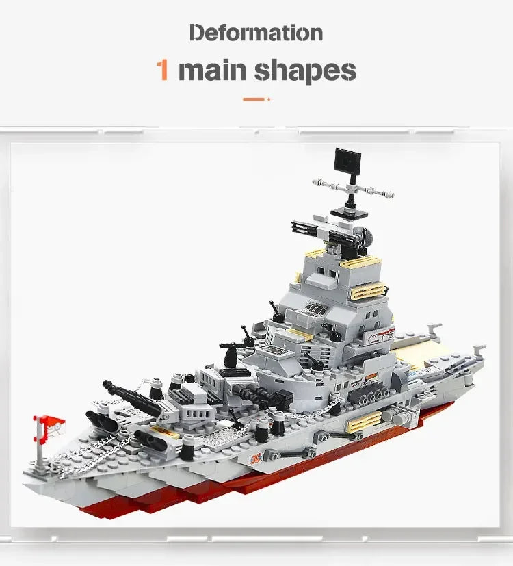 1068-Piece Warship Building Kit for Kids