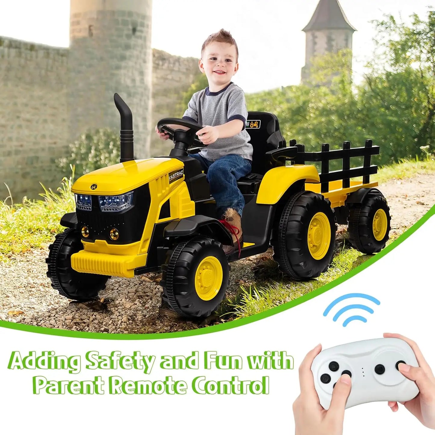 Kids Ride-On Tractor with Trailer