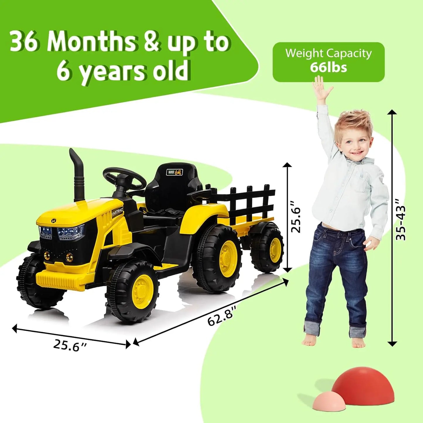 Kids Ride-On Tractor with Trailer
