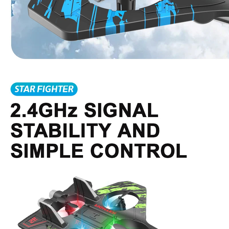 RC Stunt Plane | 2.4GHz Remote Control Glider with LED Lights & 360° Flip
