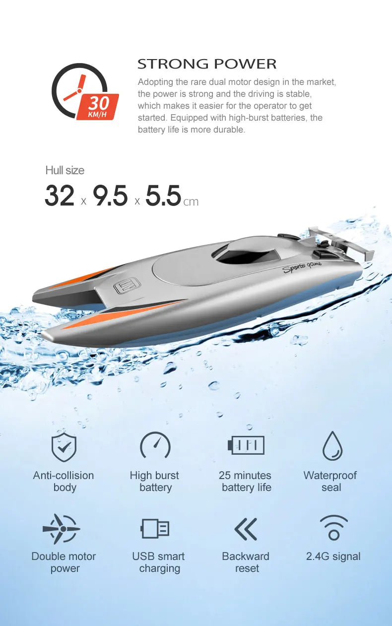High Speed RC Boat | 30KM/H, Waterproof, RC