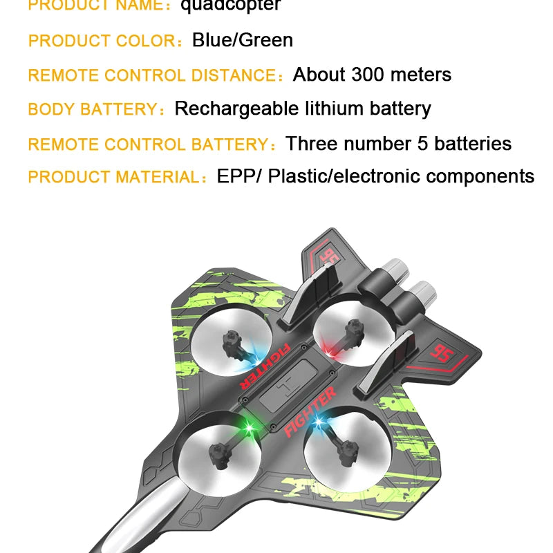RC Stunt Plane | 2.4GHz Remote Control Glider with LED Lights & 360° Flip
