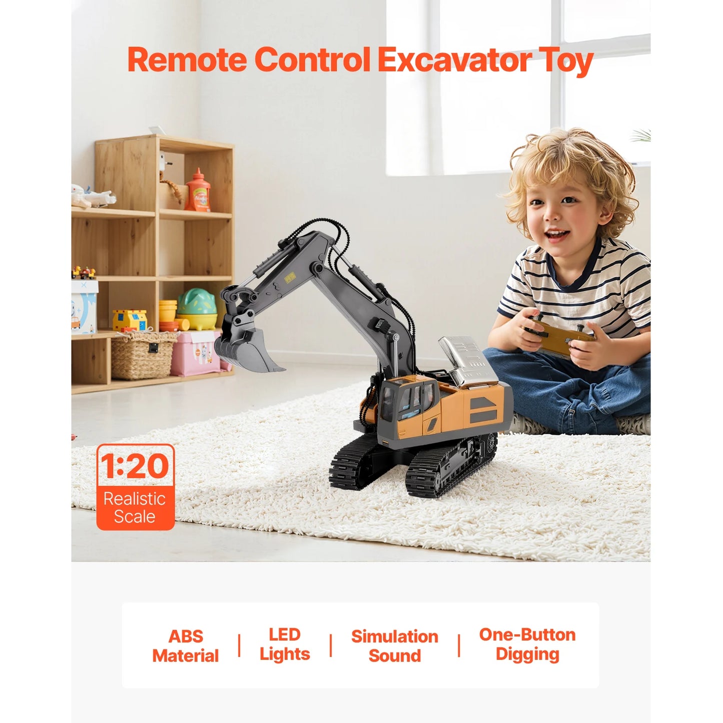 RC Excavator Construction Toy | 1/20 Scale