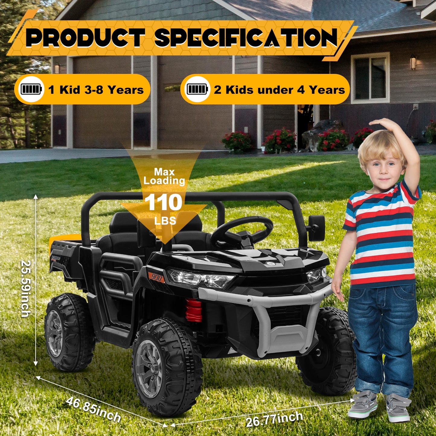 24V Ride-On UTV Truck with Dump Bed | 2-Seater