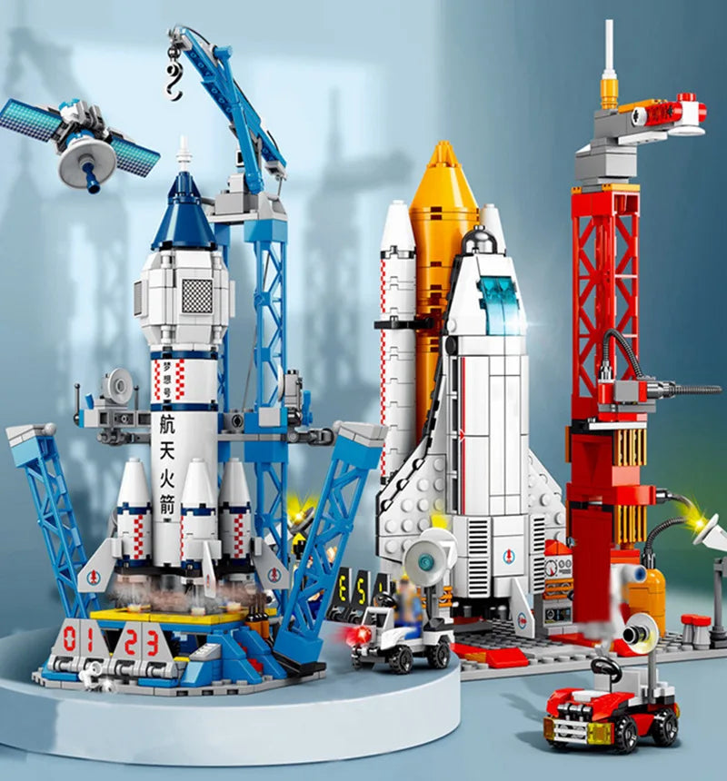 NASA-Style Rocket Launch Pad Construction Toy