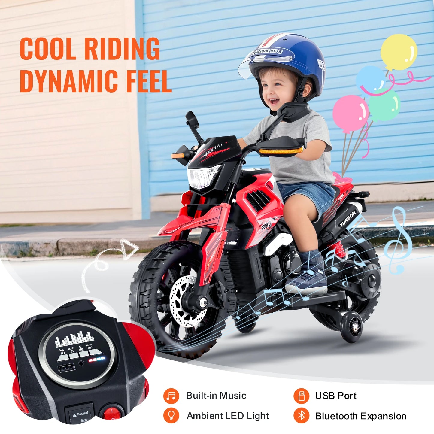 Kids 12V Electric Motorcycle with Music & Lights