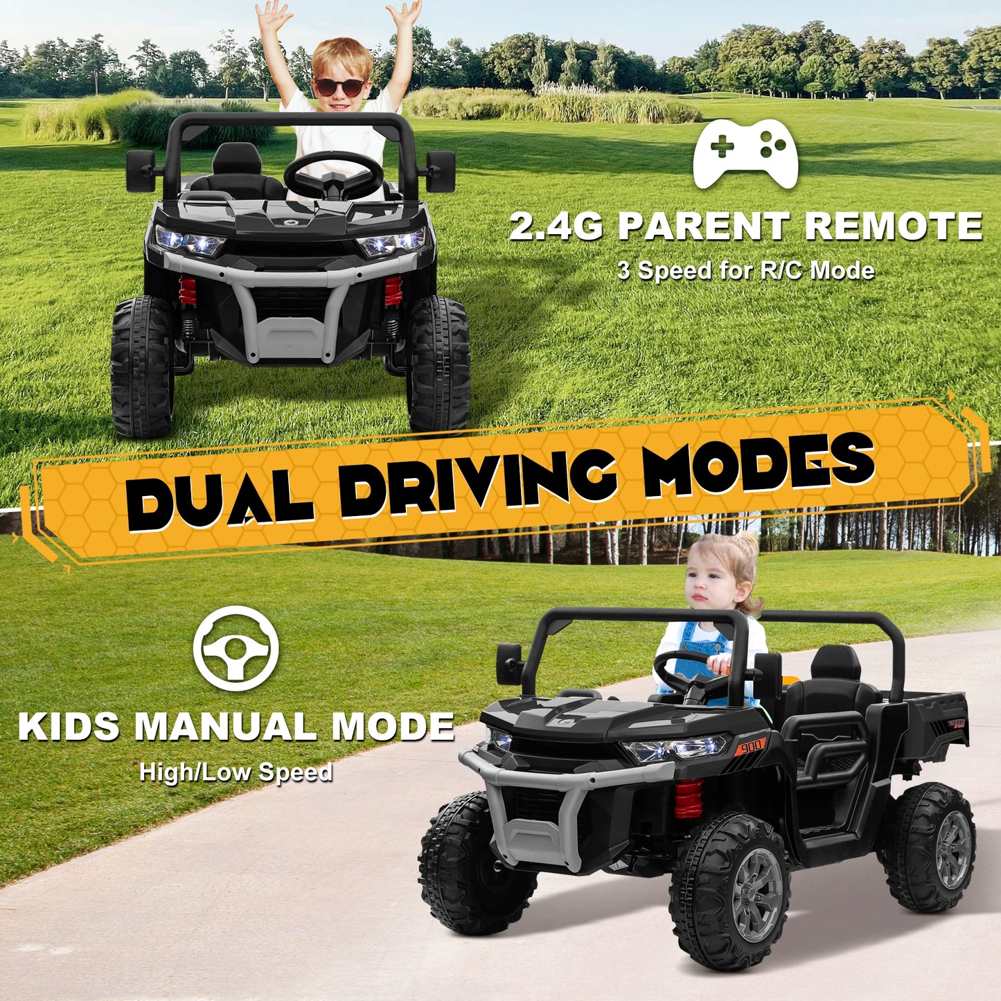 24V Ride-On UTV Truck with Dump Bed | 2-Seater