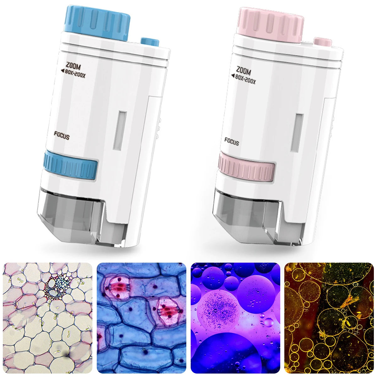 Kids Pocket Microscope with LED Light (60-200x)
