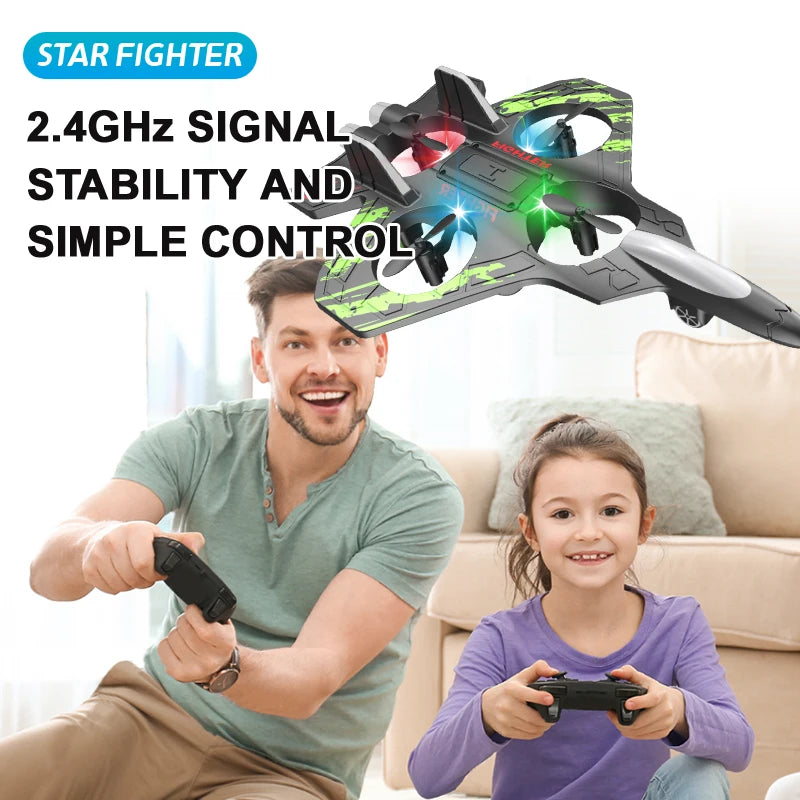 RC Stunt Plane | 2.4GHz Remote Control Glider with LED Lights & 360° Flip