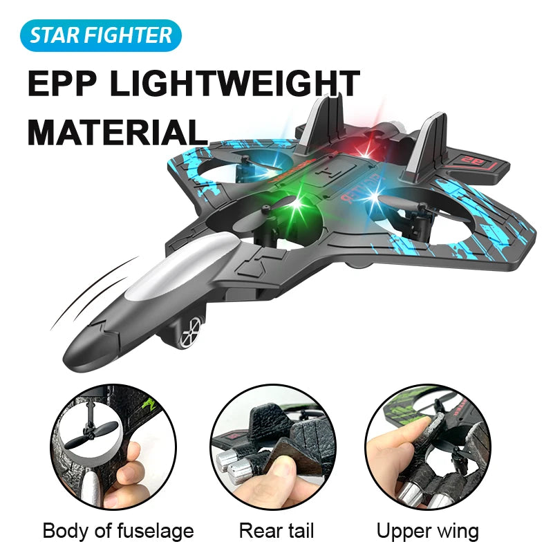 RC Stunt Plane | 2.4GHz Remote Control Glider with LED Lights & 360° Flip