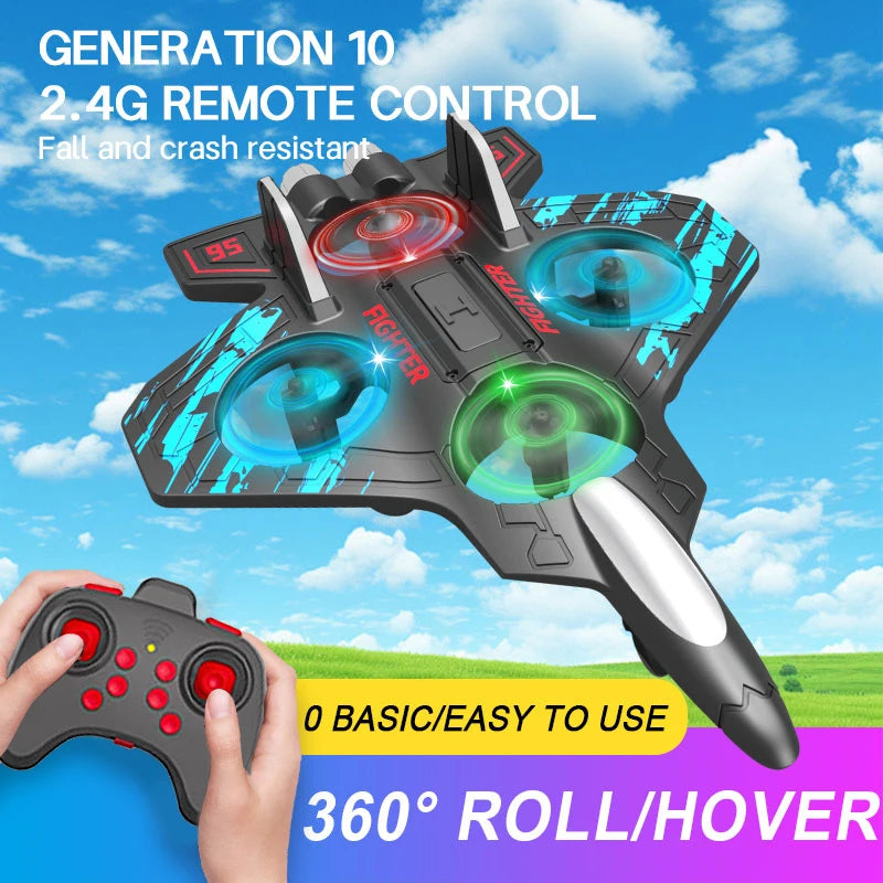 RC Stunt Plane | 2.4GHz Remote Control Glider with LED Lights & 360° Flip