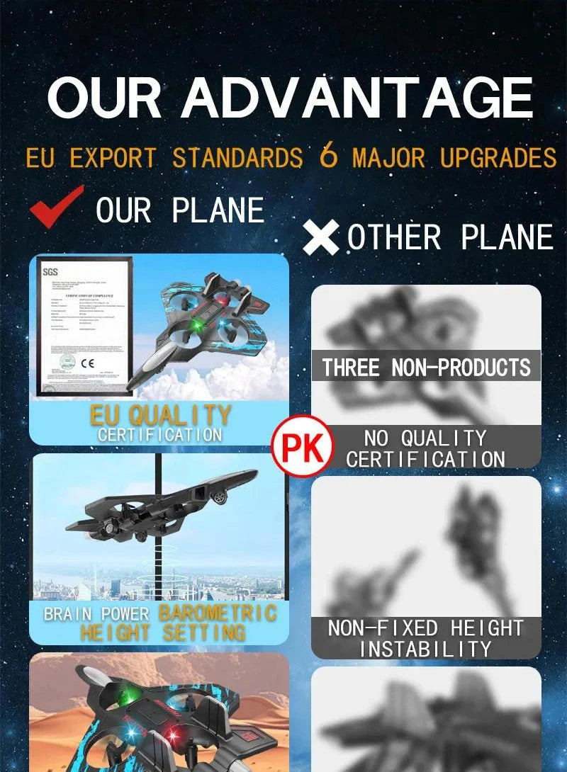 RC Stunt Plane | 2.4GHz Remote Control Glider with LED Lights & 360° Flip