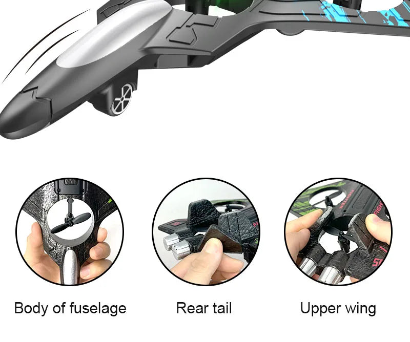 RC Stunt Plane | 2.4GHz Remote Control Glider with LED Lights & 360° Flip