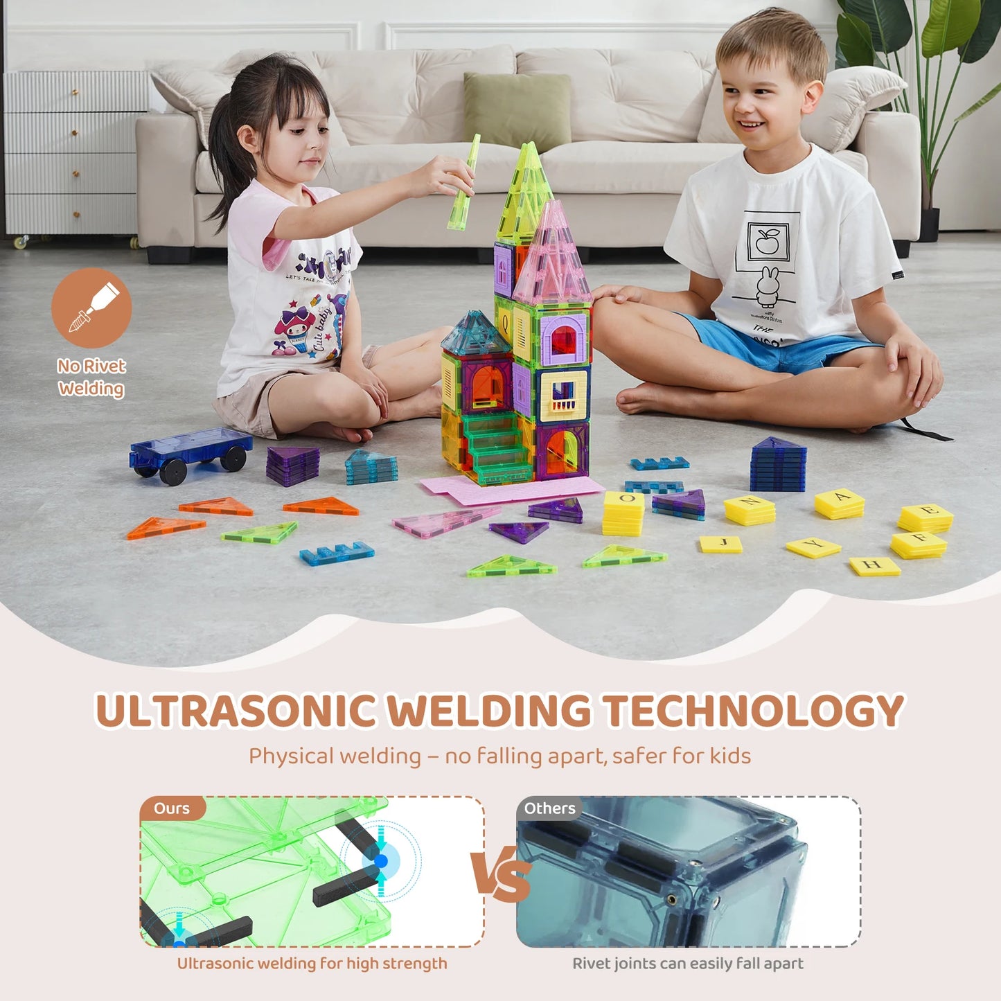 121-Piece Magnetic Building Tiles Set