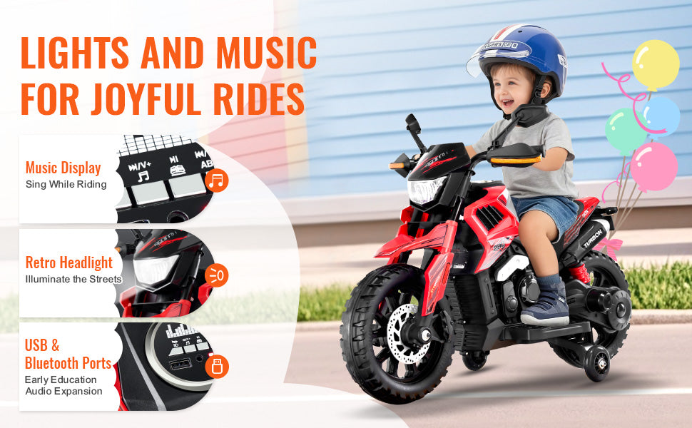 Kids 12V Electric Motorcycle with Music & Lights