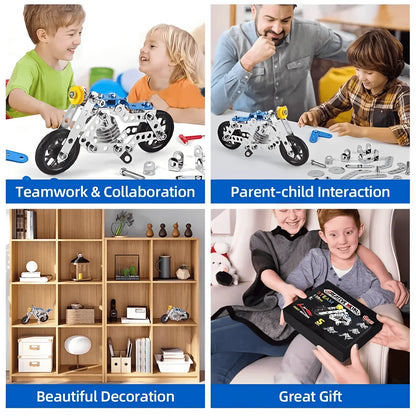 5-in-1 Metal Motorcycle Building Kit for Kids