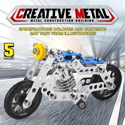 5-in-1 Metal Motorcycle Building Kit for Kids