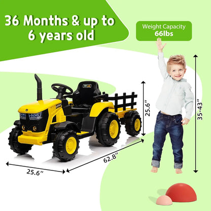 Kids Ride-On Tractor with Trailer