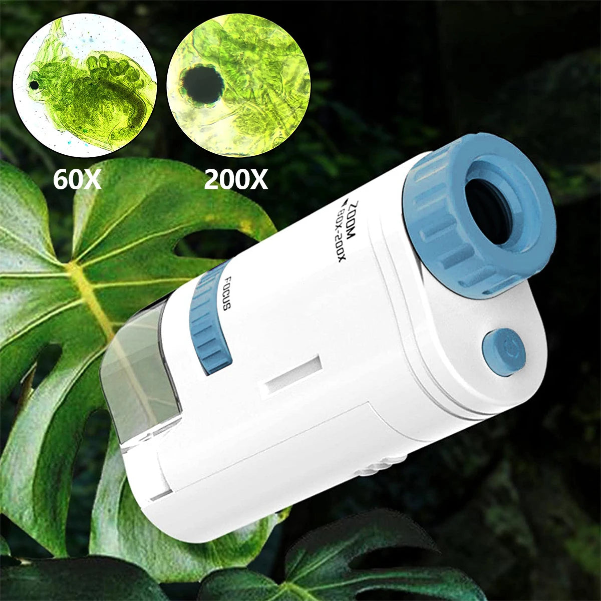 Kids Pocket Microscope with LED Light (60-200x)