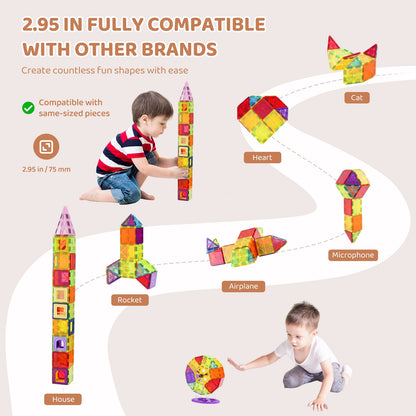 121-Piece Magnetic Building Tiles Set