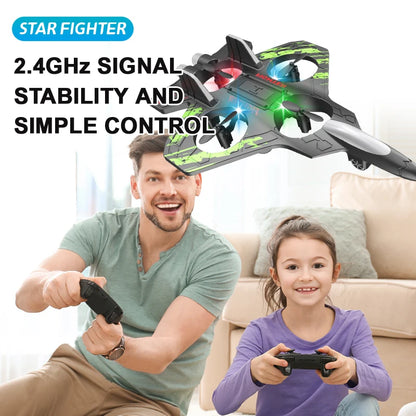 RC Stunt Plane | 2.4GHz Remote Control Glider with LED Lights & 360° Flip