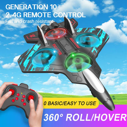 RC Stunt Plane | 2.4GHz Remote Control Glider with LED Lights & 360° Flip