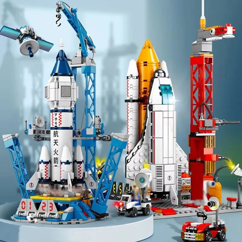 NASA-Style Rocket Launch Pad Construction Toy